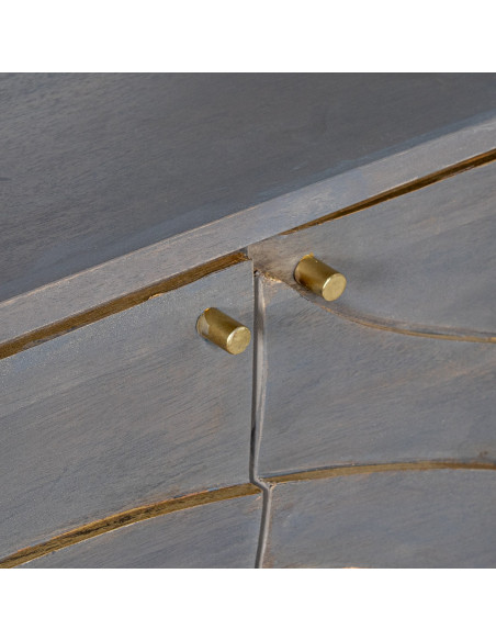 Buffet 4 portes en bois de manguier gris 149 cm Karaikudi