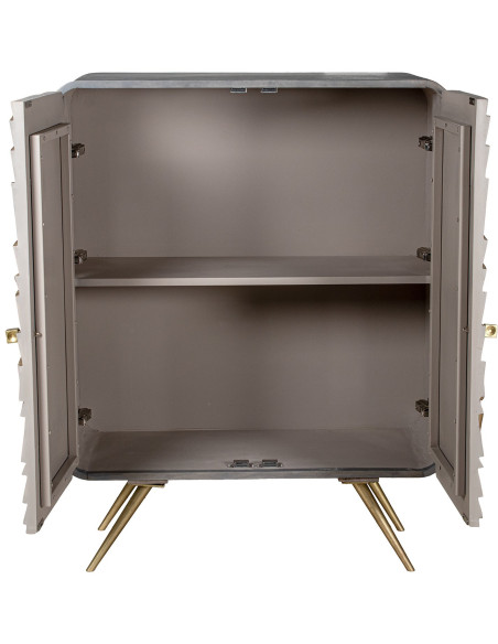 Buffet haut 2 portes en bois de manguier gris 90x42x110 cm Karaikudi