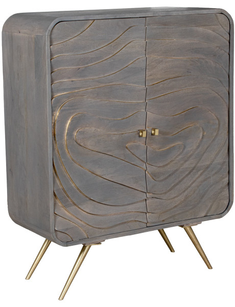 Buffet haut 2 portes en bois de manguier gris 90x42x110...
