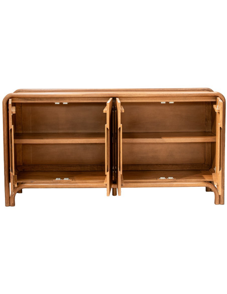 Buffet enfilade 4 portes en bois de manguier naturel 175x43x90 cm Sankheda