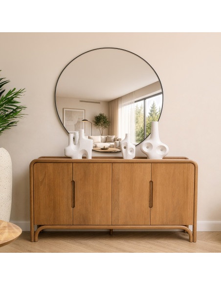 Buffet enfilade 4 portes en bois de manguier naturel 175x43x90 cm Sankheda
