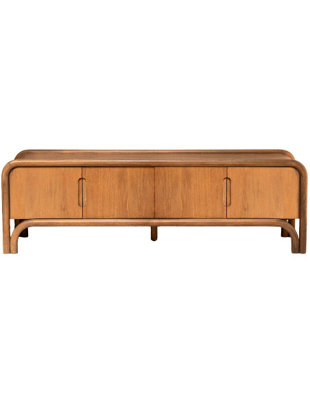 Meuble TV 4 portes en bois de manguier naturel 160x40x50 cm Sankheda