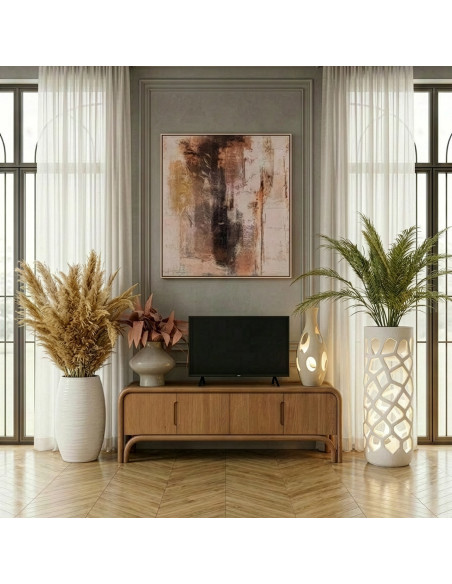 Meuble TV 4 portes en bois de manguier naturel 160x40x50 cm Sankheda