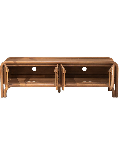 Meuble TV 4 portes en bois de manguier naturel 160x40x50 cm Sankheda