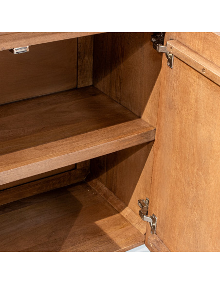 Meuble TV 4 portes en bois de manguier naturel 160x40x50 cm Sankheda