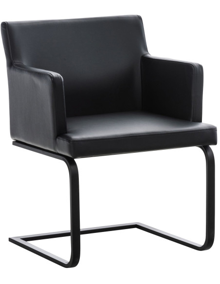 Chaise de salle à manger avec accoudoirs en polyuréthane noir et métal 58x60x78 cm Brno