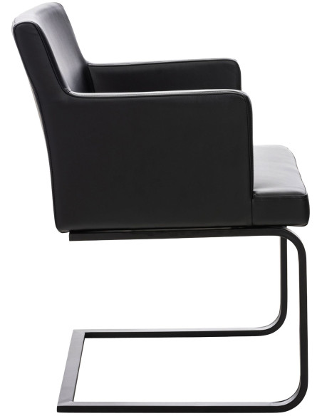 Chaise de salle à manger avec accoudoirs en polyuréthane noir et métal 58x60x78 cm Brno