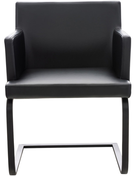 Chaise de salle à manger avec accoudoirs en polyuréthane noir et métal 58x60x78 cm Brno