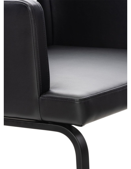 Chaise de salle à manger avec accoudoirs en polyuréthane noir et métal 58x60x78 cm Brno