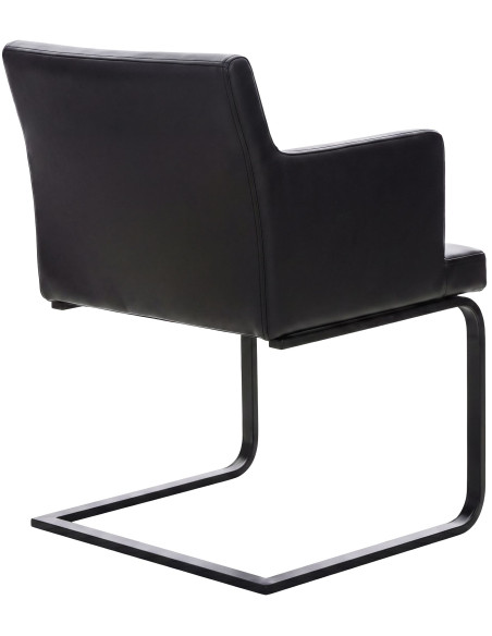 Chaise de salle à manger avec accoudoirs en polyuréthane noir et métal 58x60x78 cm Brno