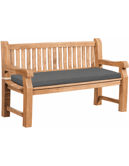 Banc de jardin en teck avec coussin gris foncé 150x61x93 cm Painswick
