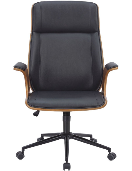 Fauteuil de bureau noir et noyer à roulettes Boppard