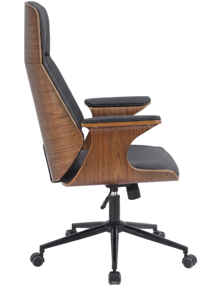 Fauteuil de bureau noir et noyer à roulettes Boppard