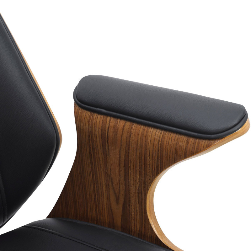 Fauteuil de bureau noir et noyer à...