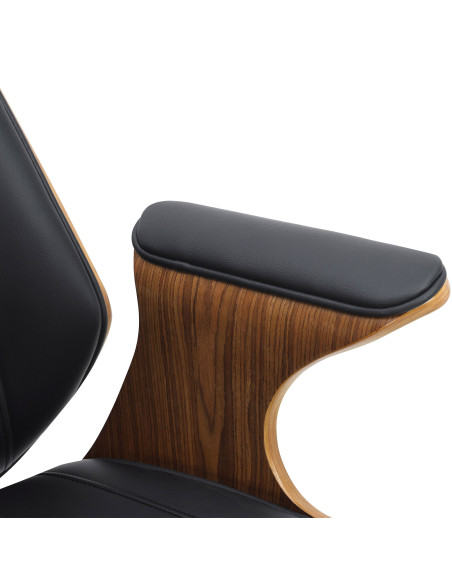 Fauteuil de bureau noir et noyer à roulettes Boppard