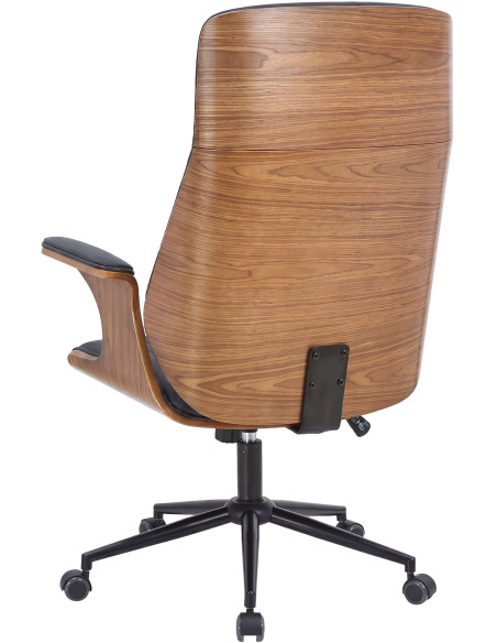 Fauteuil de bureau noir et noyer à roulettes Boppard
