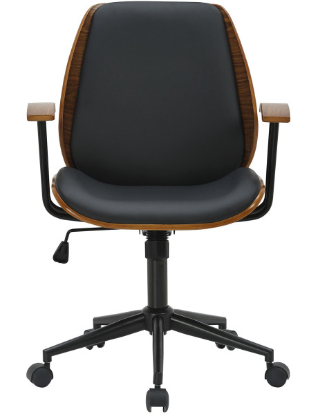 Chaise de bureau noire et noyer à roulettes Korycany  - 2