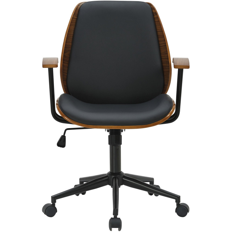 Chaise de bureau noire et noyer à...