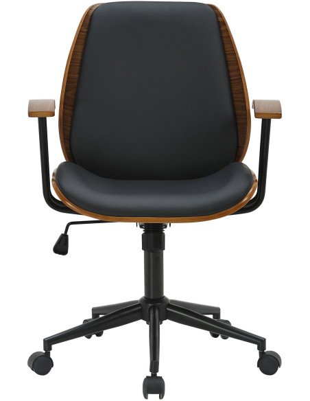 Chaise de bureau noire et noyer à roulettes Korycany