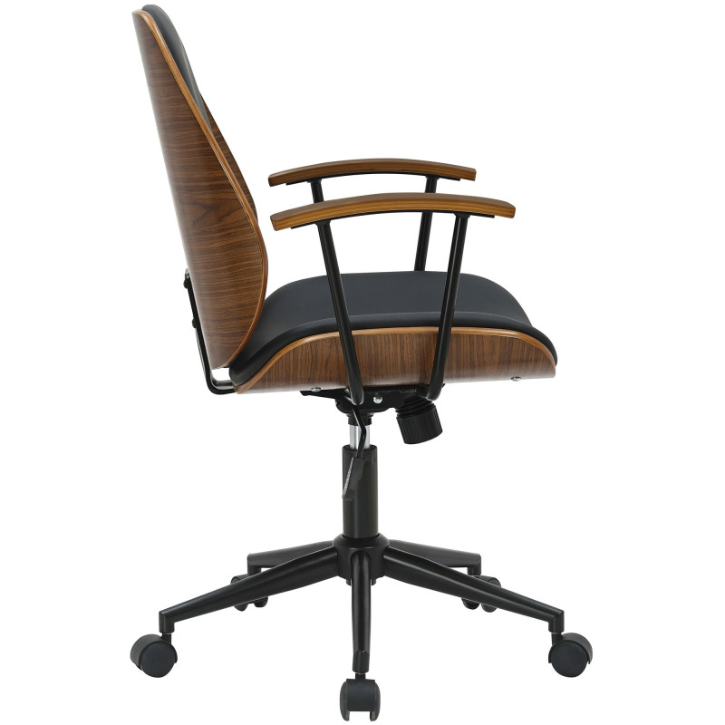 Chaise de bureau noire et noyer à...