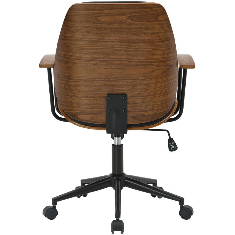 Chaise de bureau noire et noyer à...