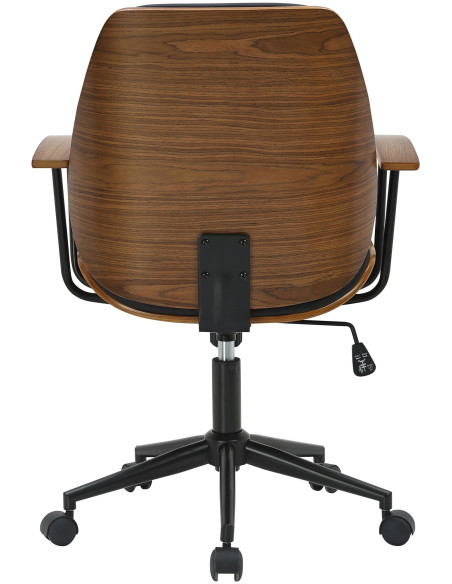 Chaise de bureau noire et noyer à roulettes Korycany