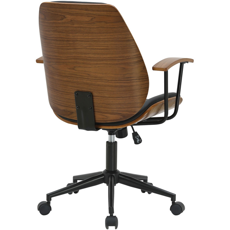 Chaise de bureau noire et noyer à...
