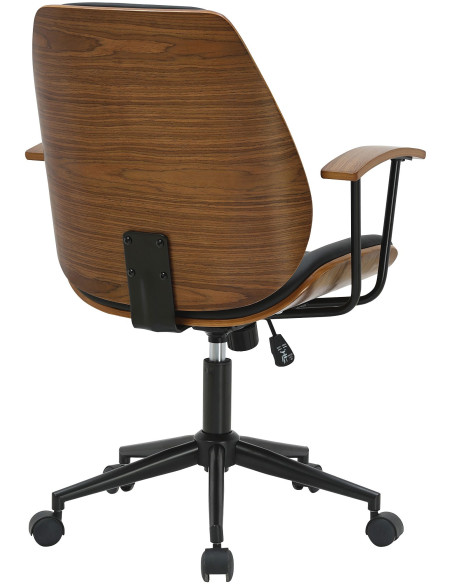 Chaise de bureau noire et noyer à roulettes Korycany