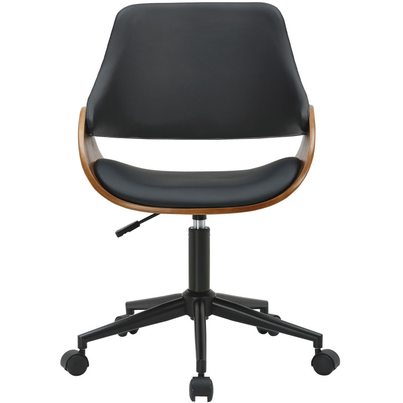Chaise de bureau noire et noyer à...