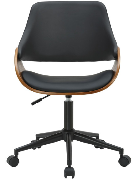 Chaise de bureau noire et noyer à roulettes Laholm
