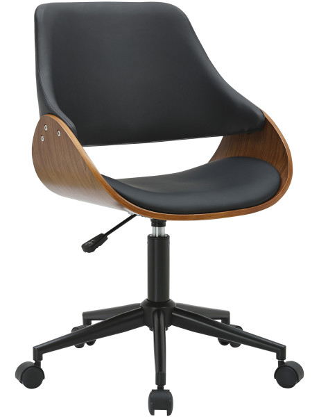 Chaise de bureau noire et noyer à roulettes Laholm