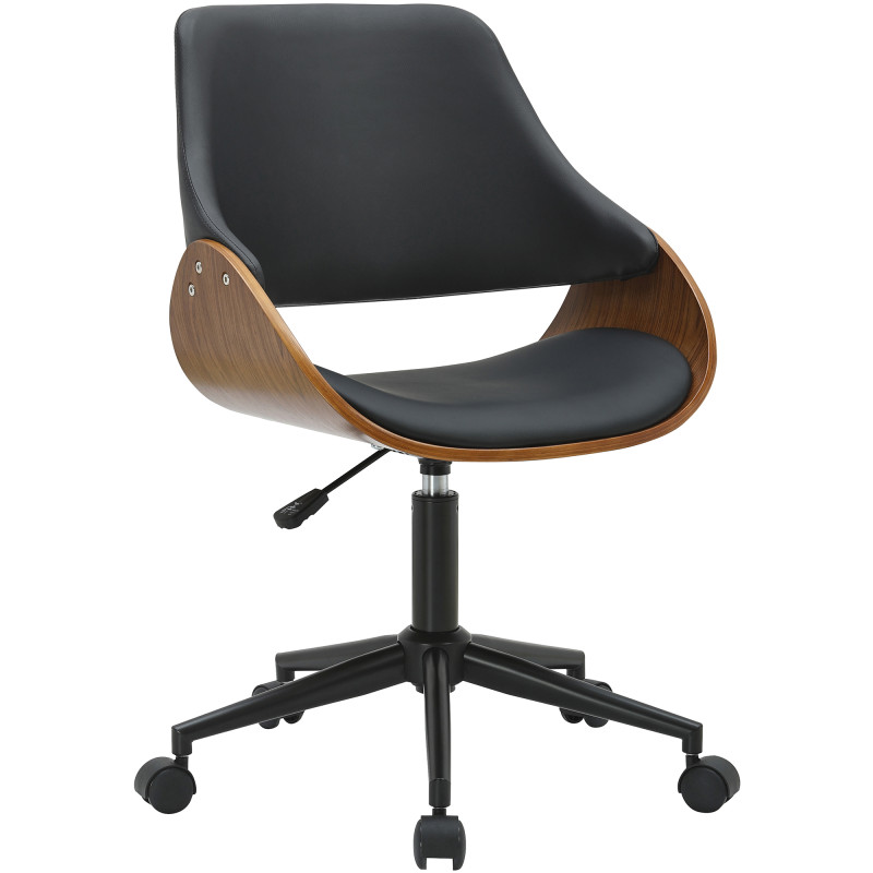 Chaise de bureau noire et noyer à...