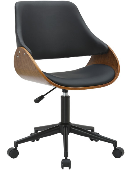 Chaise de bureau noire et noyer à roulettes Laholm