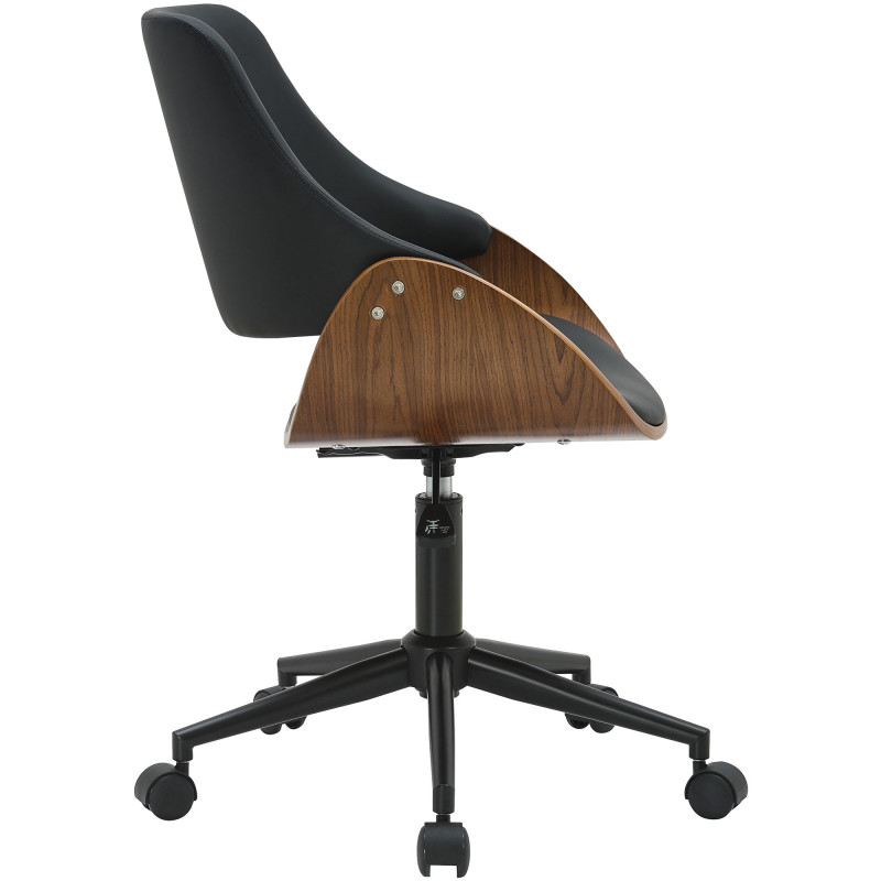 Chaise de bureau noire et noyer à...
