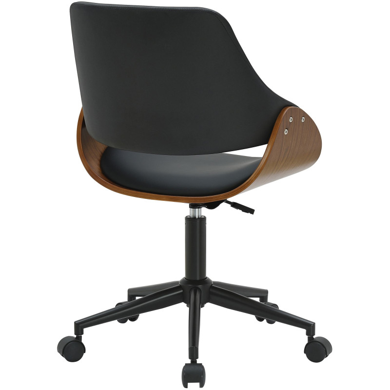 Chaise de bureau noire et noyer à...