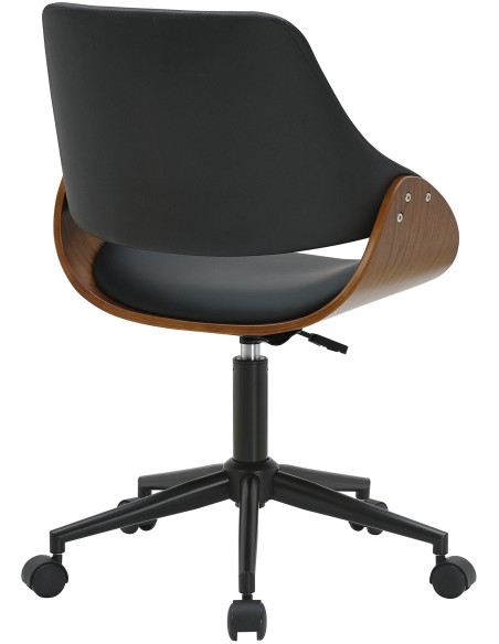 Chaise de bureau noire et noyer à roulettes Laholm