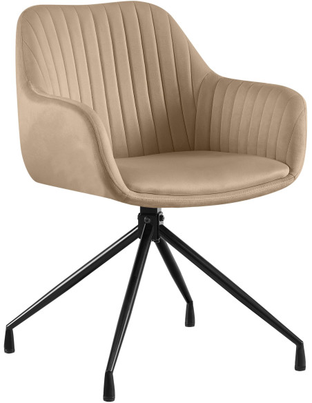 Chaise de salle à manger velours taupe pivotante Nolen