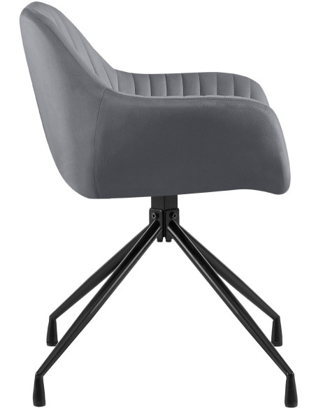 Chaise de salle à manger velours gris foncé pivotante Nolen