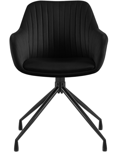 Chaise de salle à manger velours noir pivotante Nolen