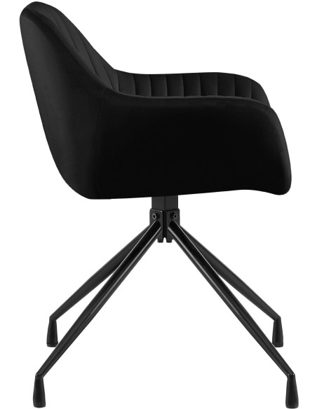 Chaise de salle à manger velours noir pivotante Nolen