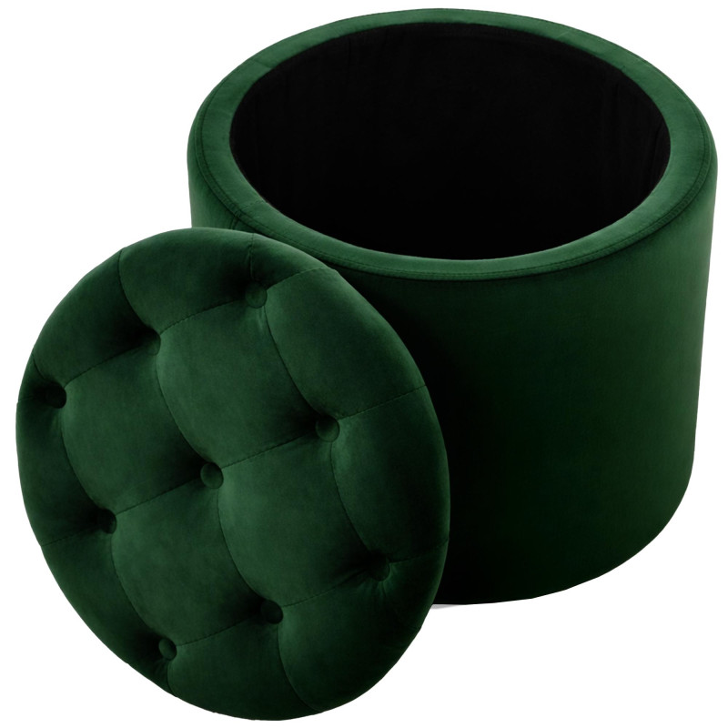 Pouf coffre rond capitonné en velours...