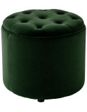 Pouf coffre rond capitonné en velours vert 44x44x42 cm Paimpol