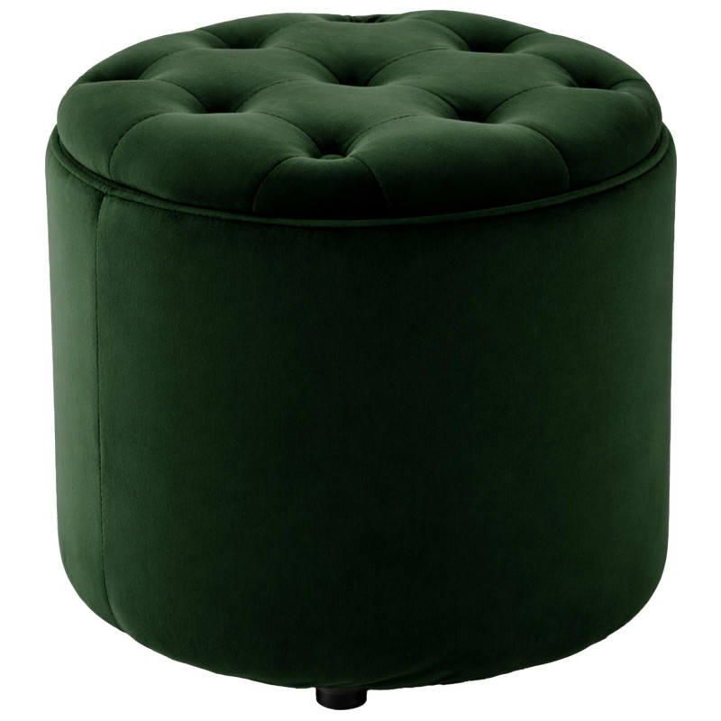 Pouf coffre rond capitonné en velours...