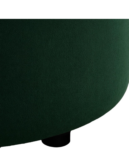 Pouf coffre rond capitonné en velours vert 44x44x42 cm Paimpol