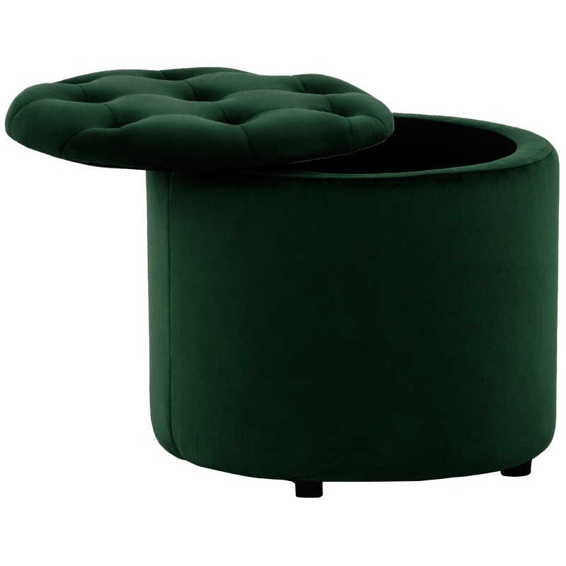 Pouf coffre rond capitonné en velours...