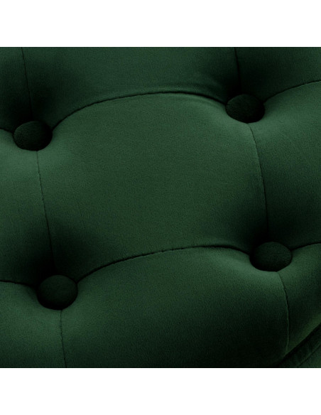 Pouf coffre rond capitonné en velours vert 44x44x42 cm Paimpol