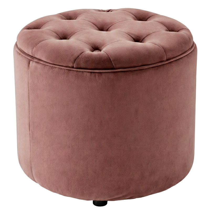 Pouf coffre rond capitonné velours...