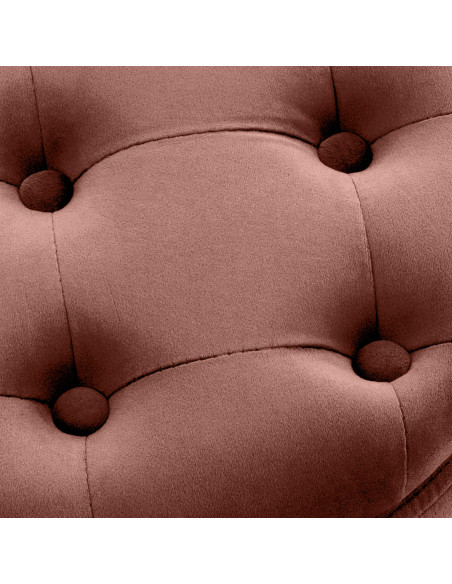 Pouf coffre rond capitonné velours rose poudré 44x44x42 cm Paimpol