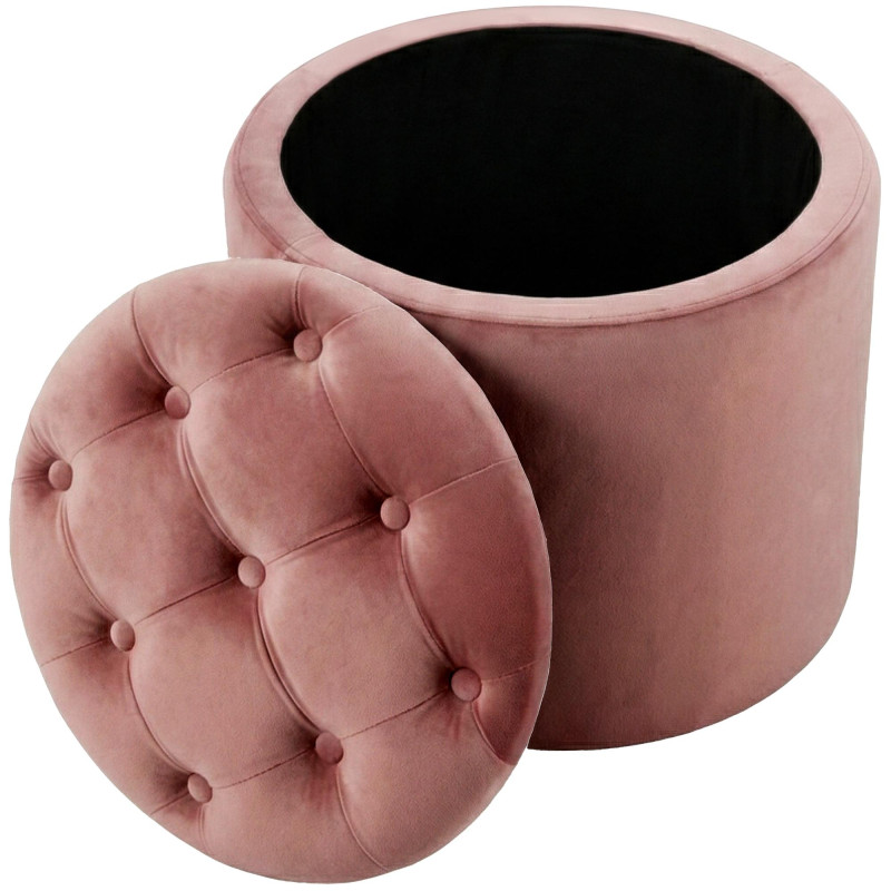 Pouf coffre rond capitonné velours...
