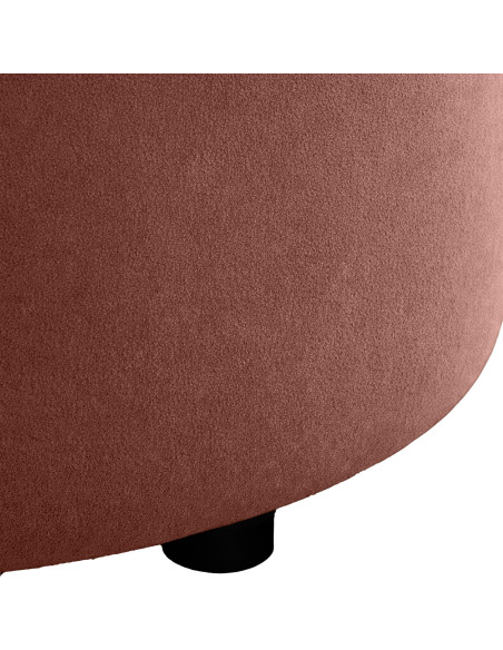Pouf coffre rond capitonné velours rose poudré 44x44x42 cm Paimpol